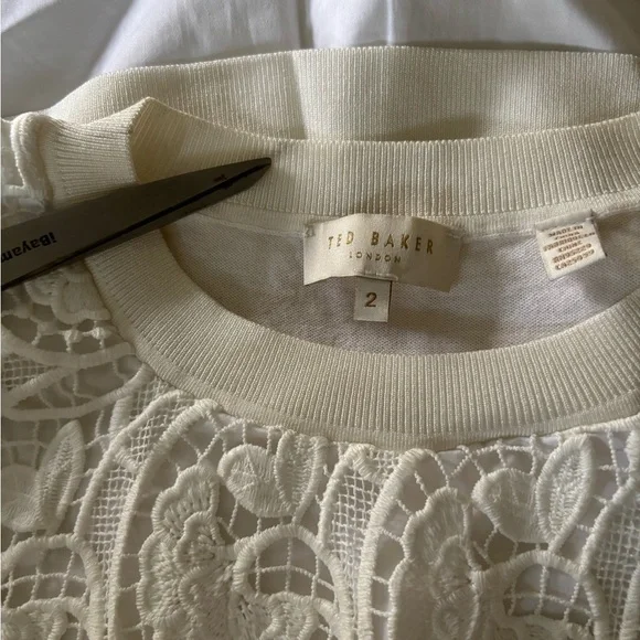 Ted Baker White Lace Short-Sleeve Blouse - Picture 11 of 11